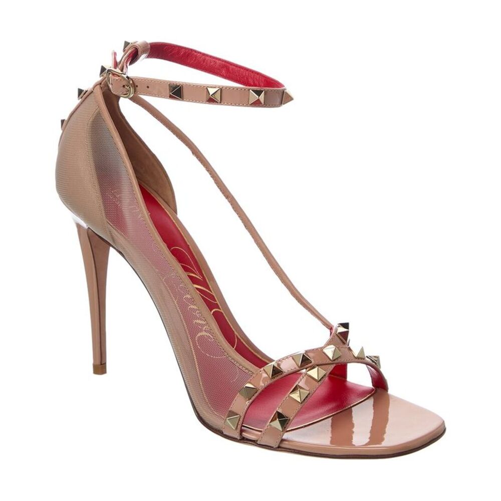 Valentino Rockstud Alcove 110 Mesh & Patent Sandal, Pink